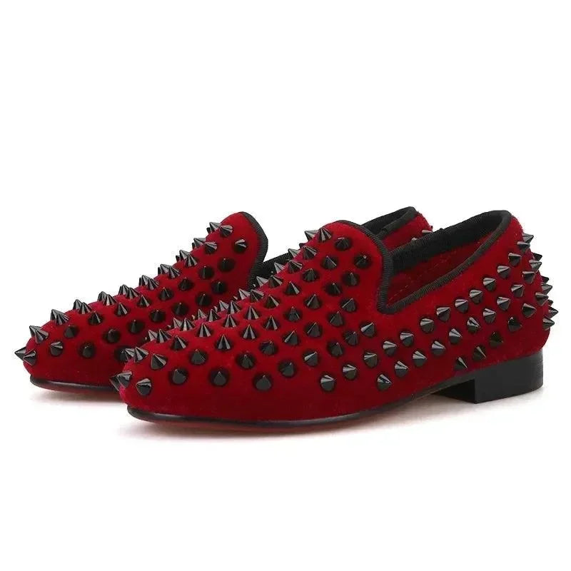 Kids Loafers Classic Style Kids Shoe Velvet Spikes Shoes -Guocali