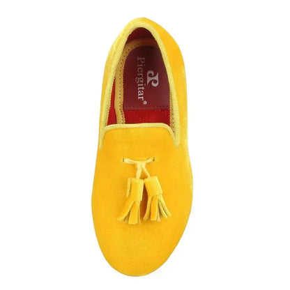 Kids Loafers Golden Velvet Kids' Handmade Loafer Shoes: Perfect for Children's Parties -Guocali