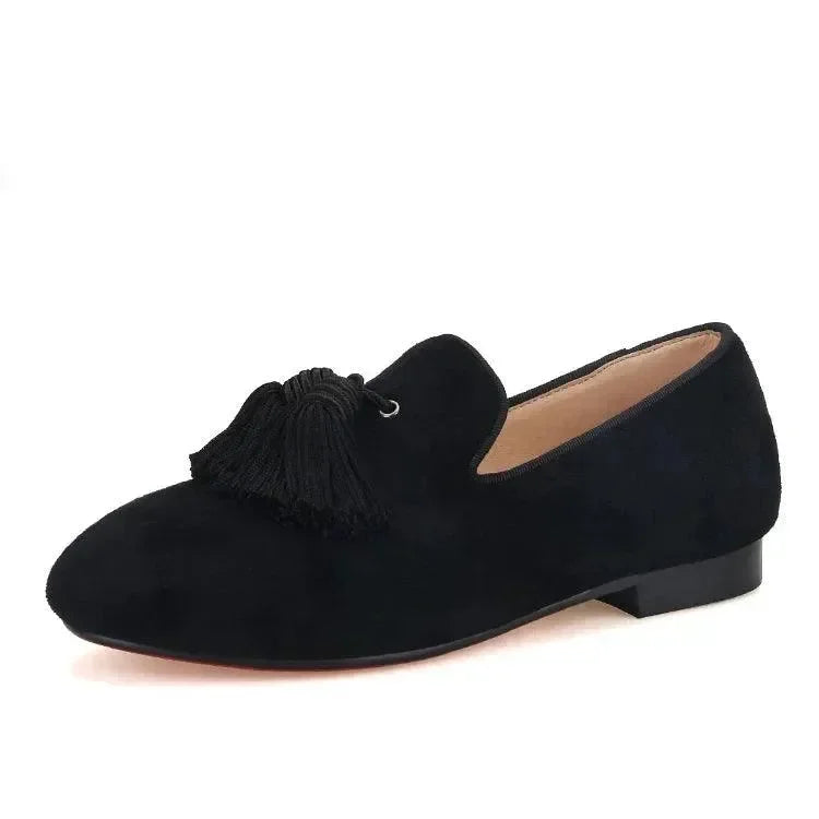 Kids Loafers Handmade Toddler Shoes For Birthday Tassel Shoes Red Bottom -Guocali