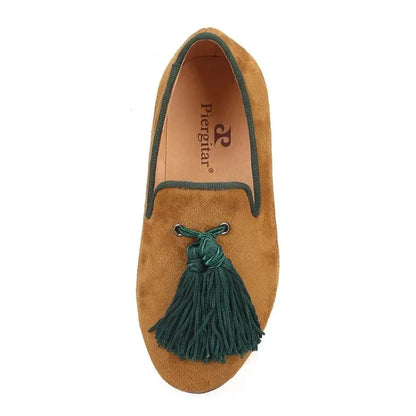 Kids Loafers Khaki Kids' Loafer Shoes: Classic Style with Tassel Detailing -Guocali