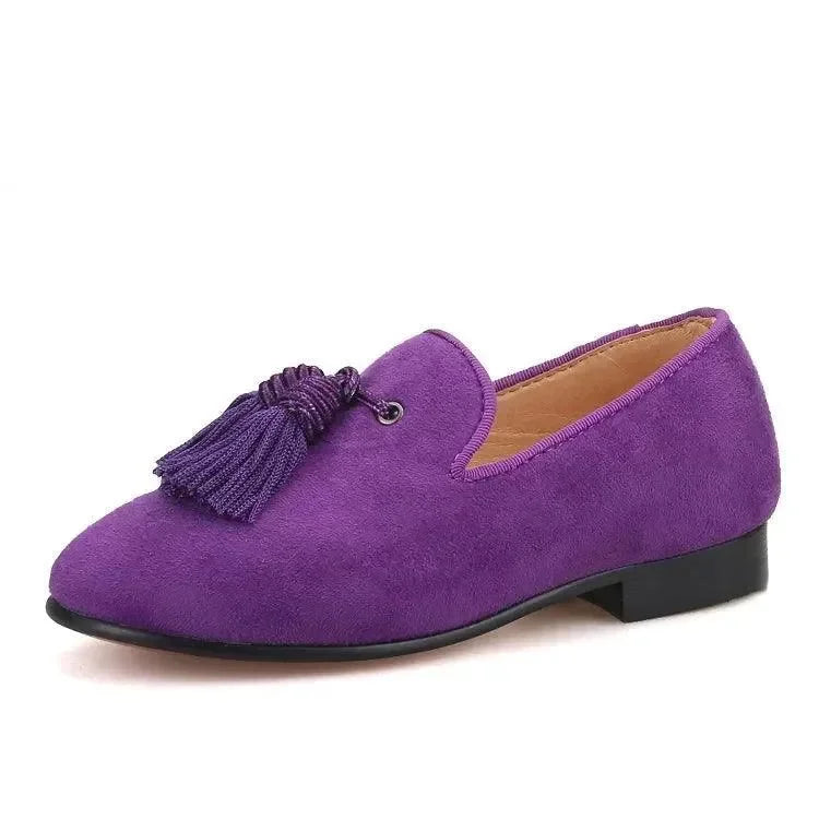 Kids Loafers Matching Style - Handcrafted Purple Suede Loafers for Parents and Kids -Guocali