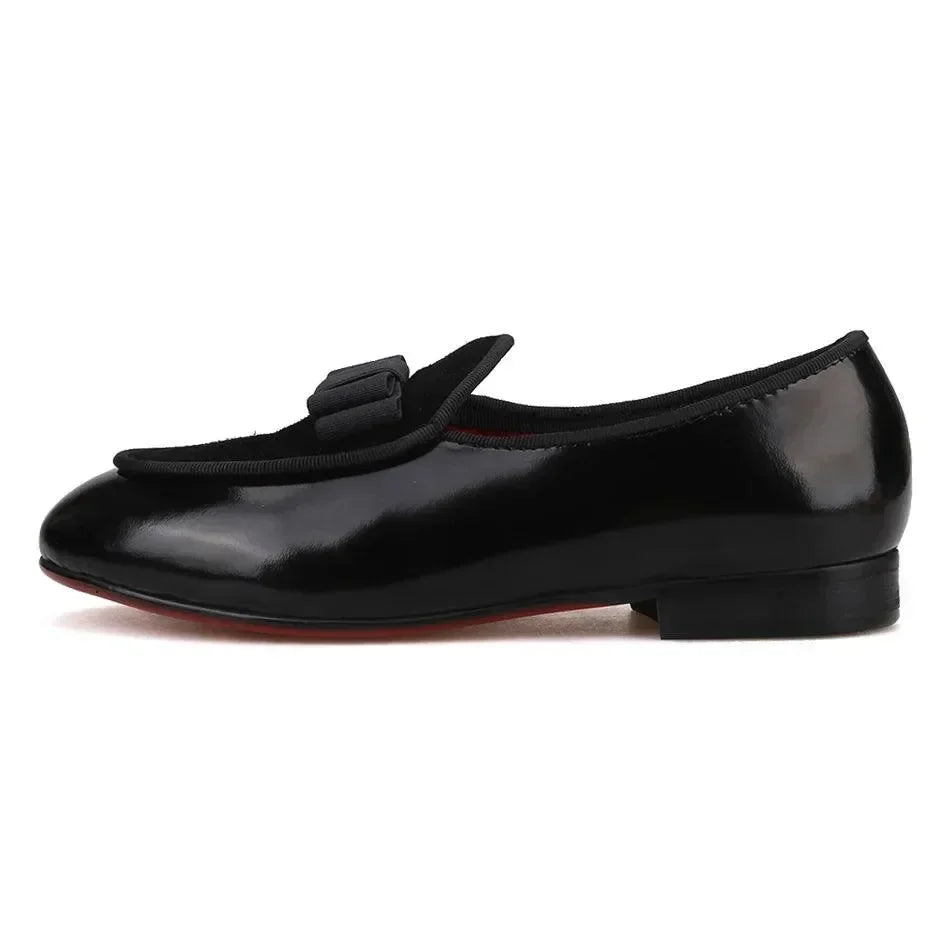 Kids Loafers Party-Ready: Handmade Children's Loafers with Red Outsoles -Guocali