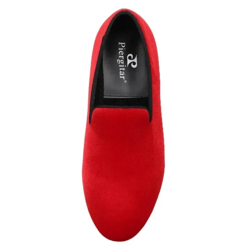 Kids Loafers Radiant Red Elegance: Handcrafted Velvet Parent-Child Loafers -Guocali