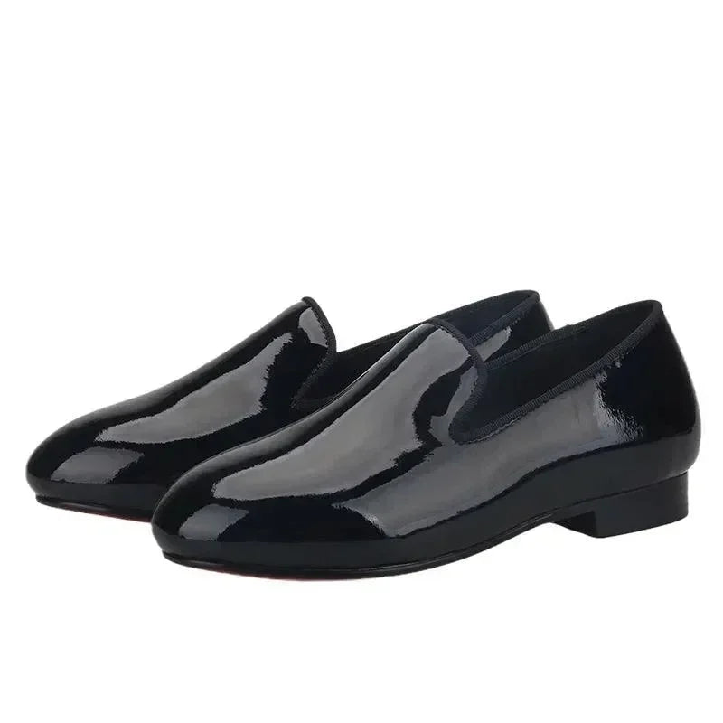 Kids Loafers Refined Elegance: Handmade Children's Patent Leather Loafer -Guocali