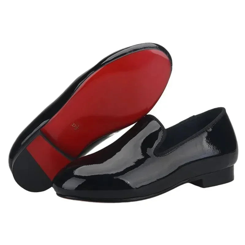 Kids Loafers Refined Elegance: Handmade Children's Patent Leather Loafer -Guocali