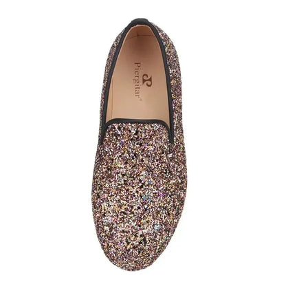 Kids Loafers Sparkle Step: Handcrafted Multicolor Children's Loafers -Guocali