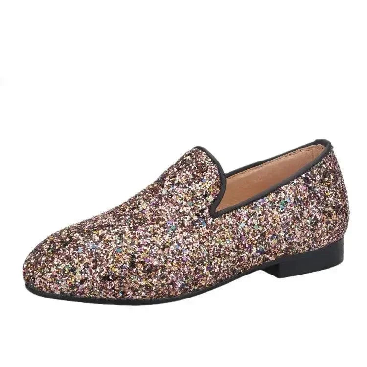 Kids Loafers Sparkle Step: Handcrafted Multicolor Children's Loafers -Guocali