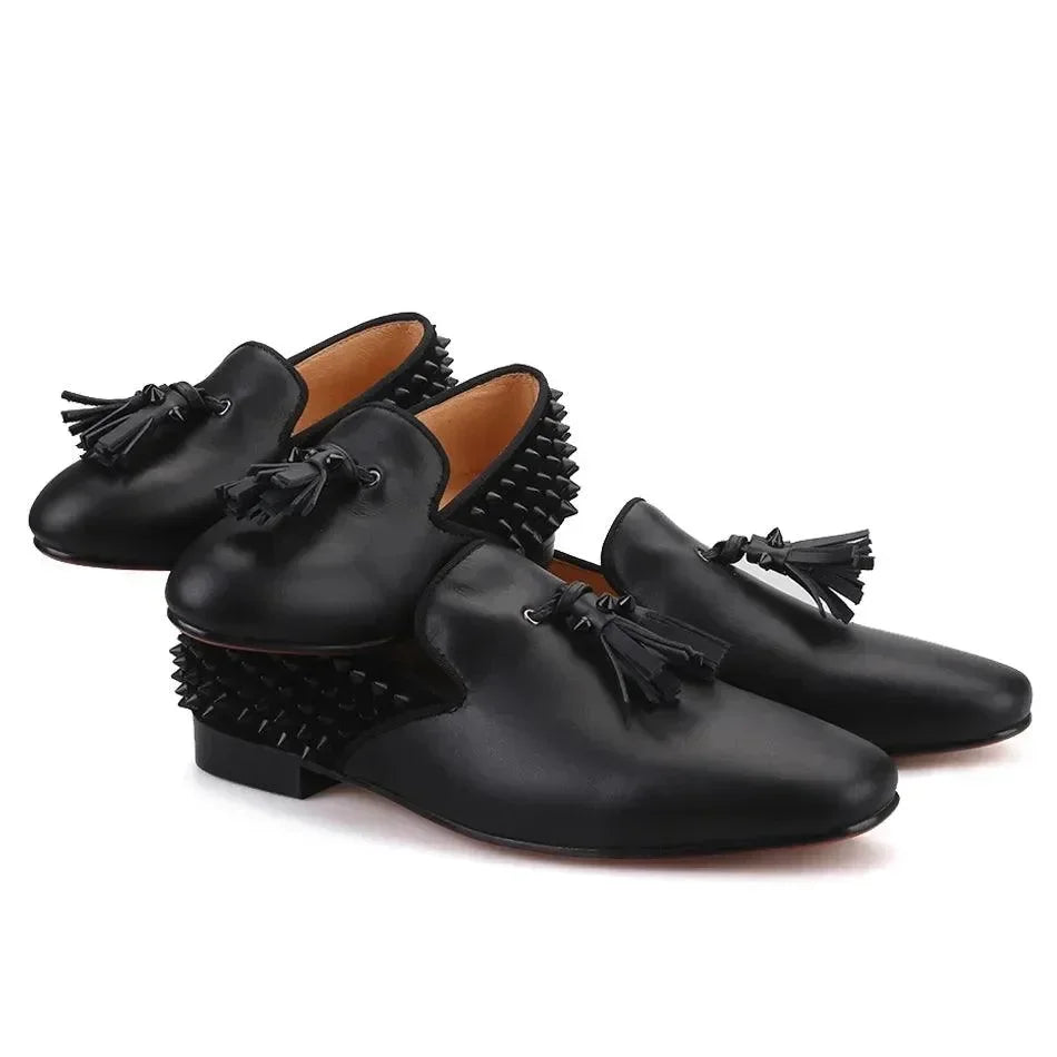 Kids Loafers Spike & Style: Kids' Loafer Shoes with Tassel Accents -Guocali