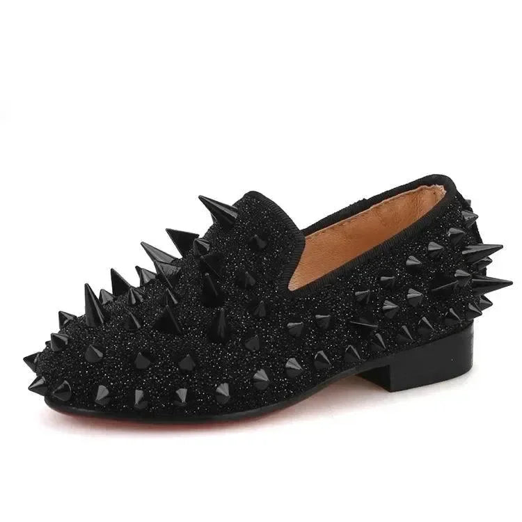 Kids Loafers Spiked Elegance: Handmade Children's Loafers -Guocali