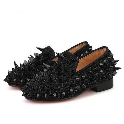 Kids Loafers Spiked Elegance: Handmade Children's Loafers -Guocali