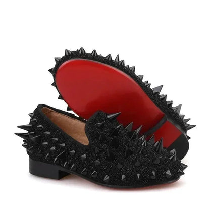 Kids Loafers Spiked Elegance: Handmade Children's Loafers -Guocali