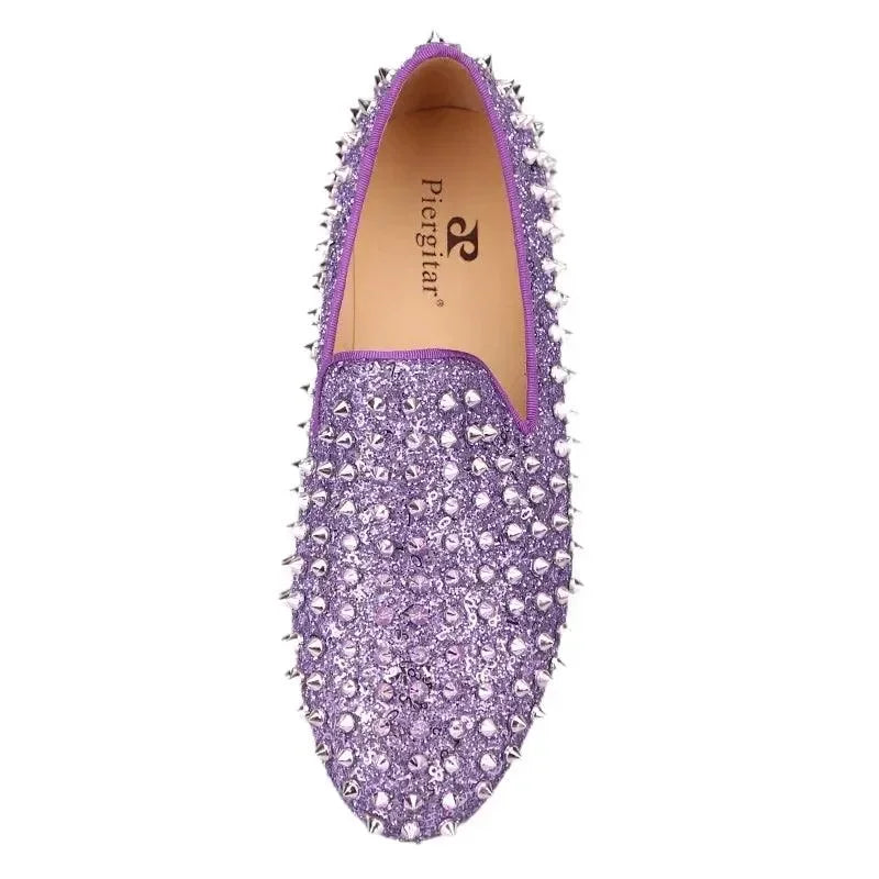 Kids Loafers Spiky Violet Delight: Trendy Loafers for Toddlers and Big Kids -Guocali