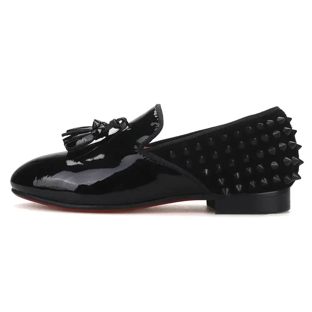 Kids Loafers Timeless Elegance: Handmade Children's Spiked Tassel Loafers -Guocali