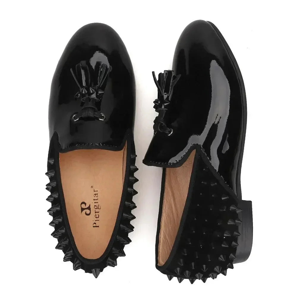 Kids Loafers Timeless Elegance: Handmade Children's Spiked Tassel Loafers -Guocali