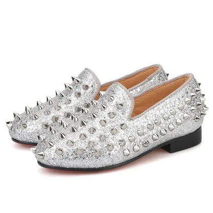 Kids Loafers Timeless Elegance: Handmade Spiked Loafers for Kids -Guocali
