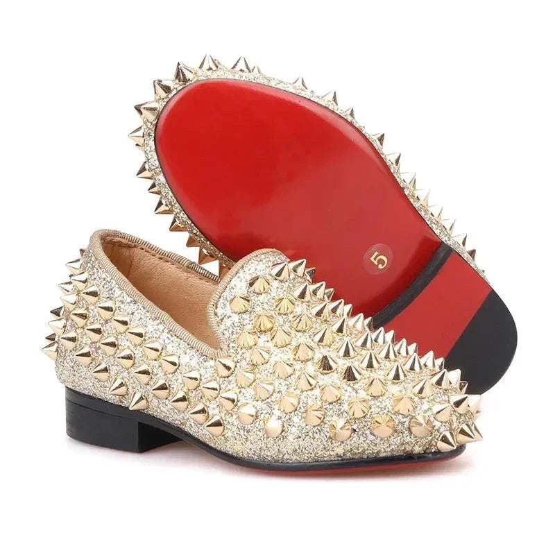 Kids Loafers Timeless Elegance: Handmade Spiked Loafers for Kids -Guocali