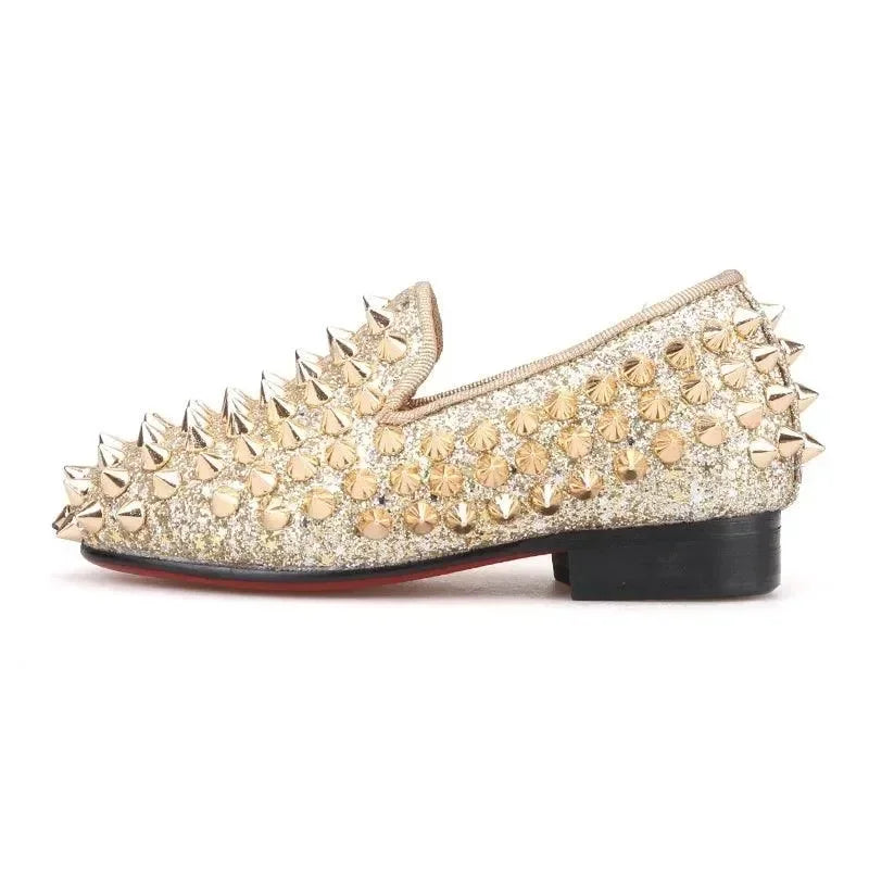 Kids Loafers Timeless Elegance: Handmade Spiked Loafers for Kids -Guocali