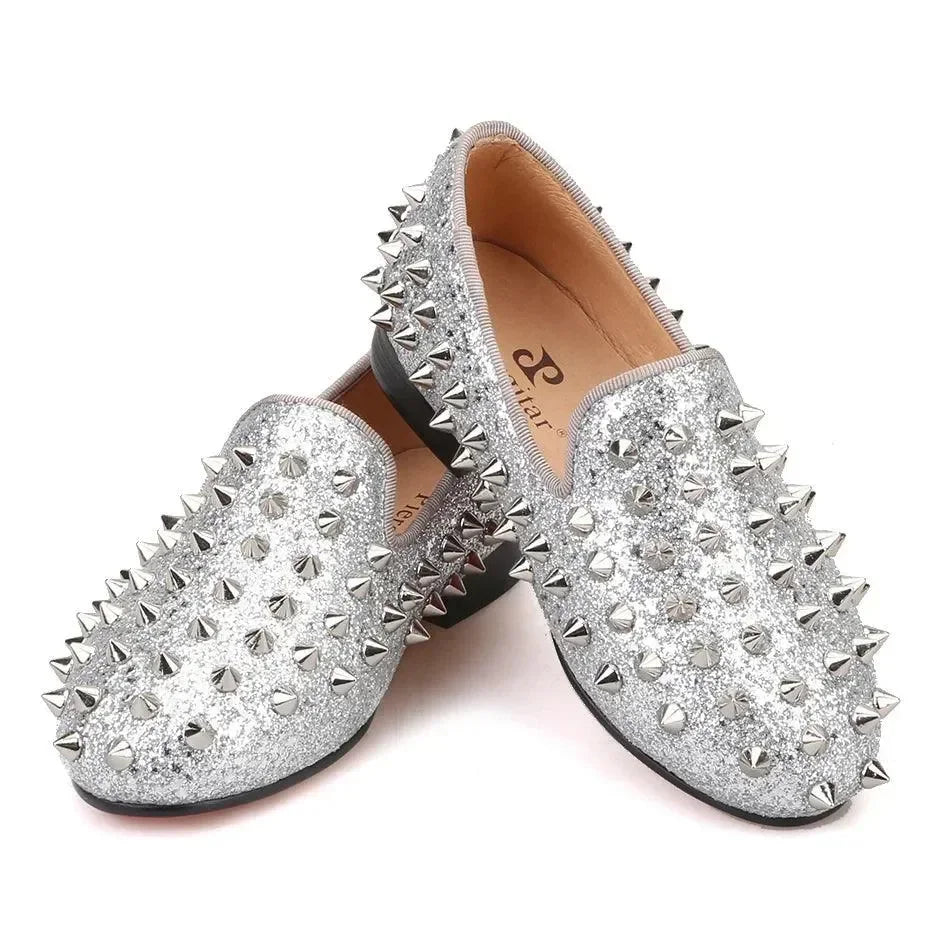 Kids Loafers Timeless Elegance: Handmade Spiked Loafers for Kids -Guocali