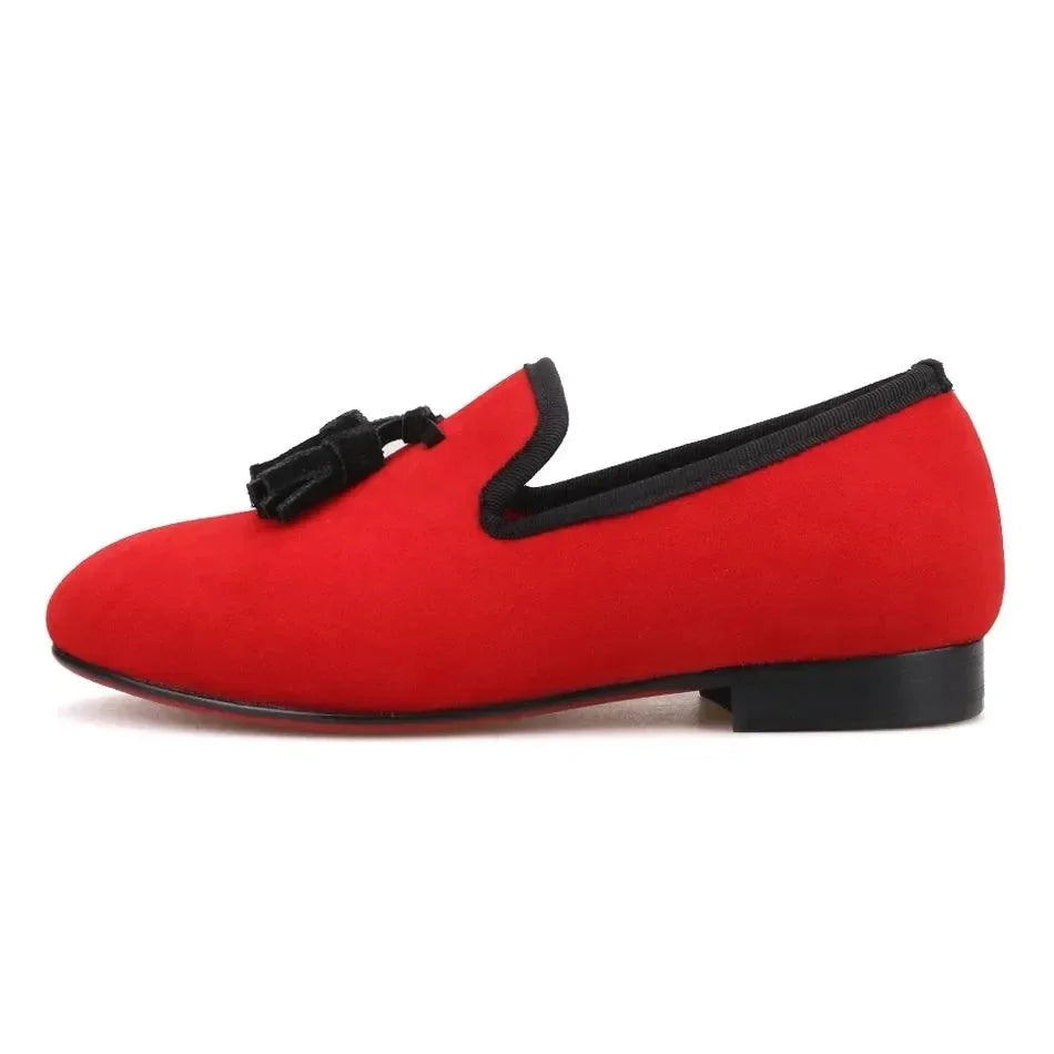 Kids Loafers Twinkle-Tassel: Parent-Child Velvet Loafers -Guocali