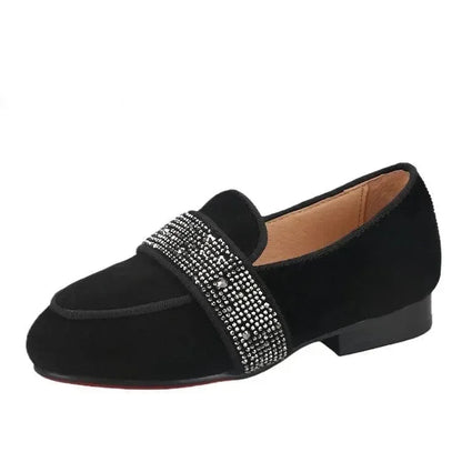 Kids Loafers Twinkle-Toes: Sparkling Steps Handcrafted Rhinestone Kids' Loafers -Guocali
