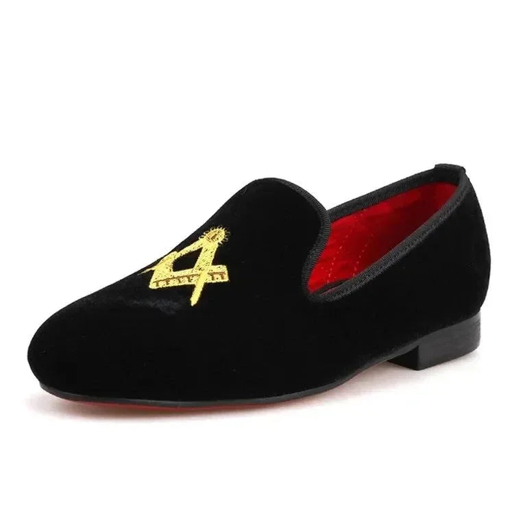 Kids Loafers Velvet Kids Loafer Shoes: Matching Parent Design with Red Sole -Guocali