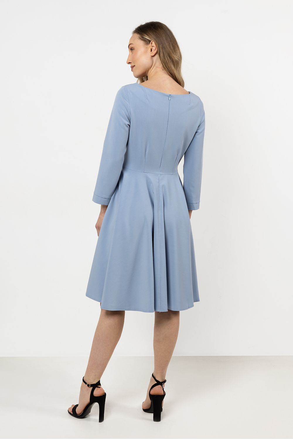 Knee Length Dress – Boat Neck, A-Line – Daydress | GUOCALI – view 10