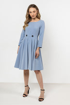 Knee Length Dress – Boat Neck, A-Line – Daydress | GUOCALI – view 11