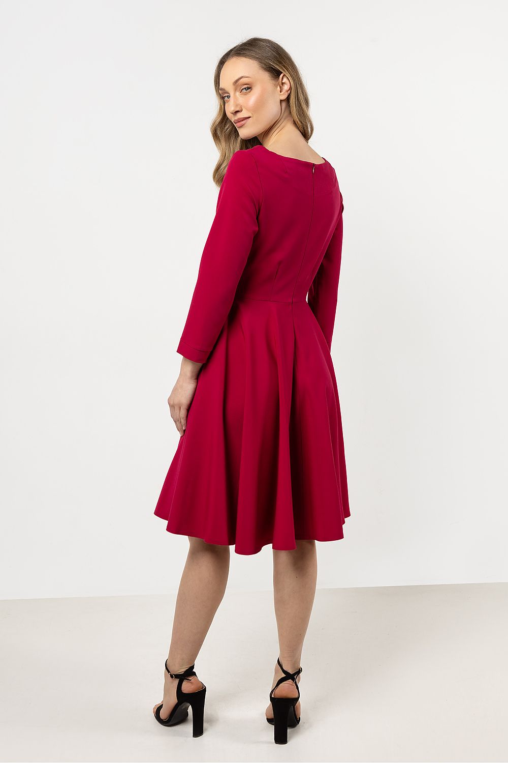 Knee Length Dress – Boat Neck, A-Line – Daydress | GUOCALI – view 6
