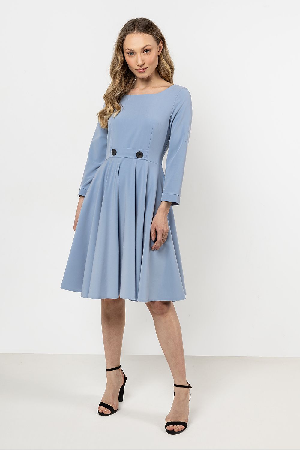 Knee Length Dress – Boat Neck, A-Line – Daydress | GUOCALI – view 8