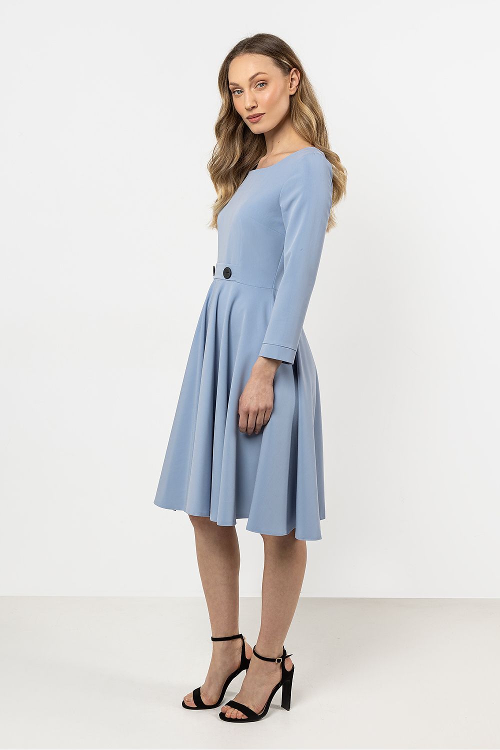 Knee Length Dress – Boat Neck, A-Line – Daydress | GUOCALI – view 9