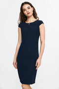 Knee-Length Pencil Dress – Cap Sleeves, Round Neck – Pencil Dress | GUOCALI