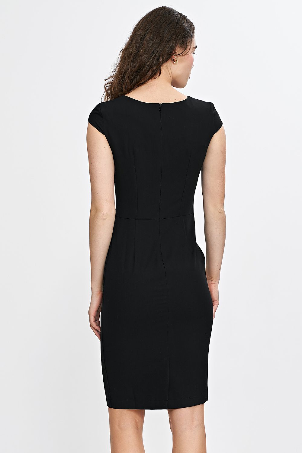 Knee-Length Pencil Dress – Cap Sleeves, Round Neck – Pencil Dress | GUOCALI – view 6