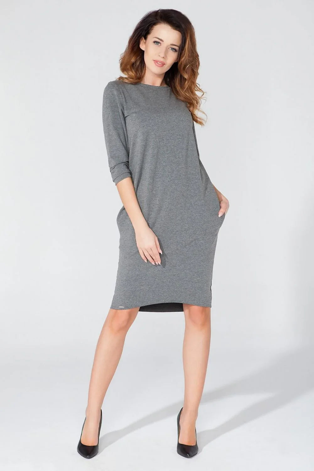 Knit Knee Length Dress Casual Everyday Comfort-Day Dress-GUOCALI