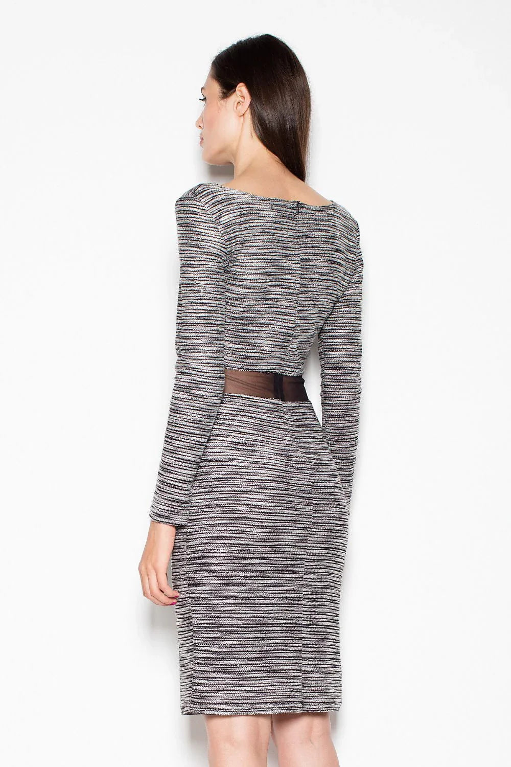 Knit Long Sleeve Dress Textured Slim Fit Workwear-Day Dress-GUOCALI