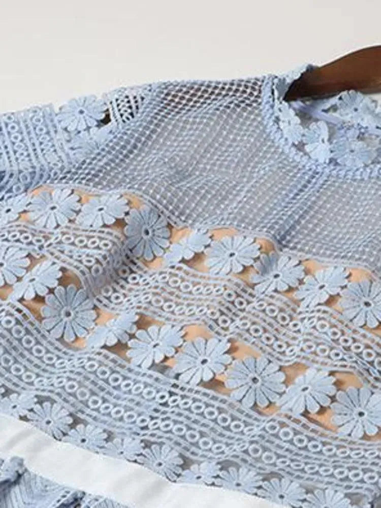 Lace Patchwork Backless Party Dress -Guocali