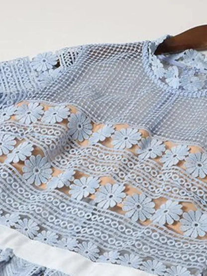 Lace Patchwork Backless Party Dress -Guocali