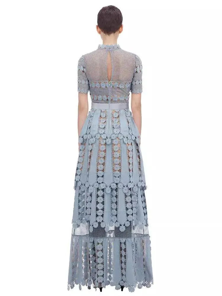 Lace Patchwork Backless Party Dress -Guocali