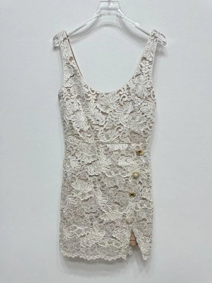 Lace Slash Neck Party Dress -Guocali