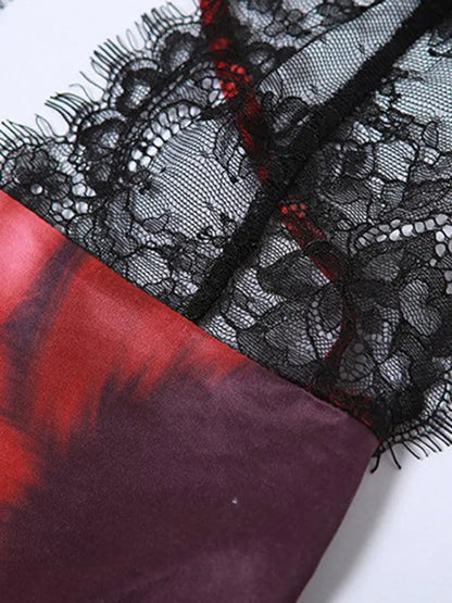 Lace Suspender Backless Bodycon Maxi Dress -Guocali