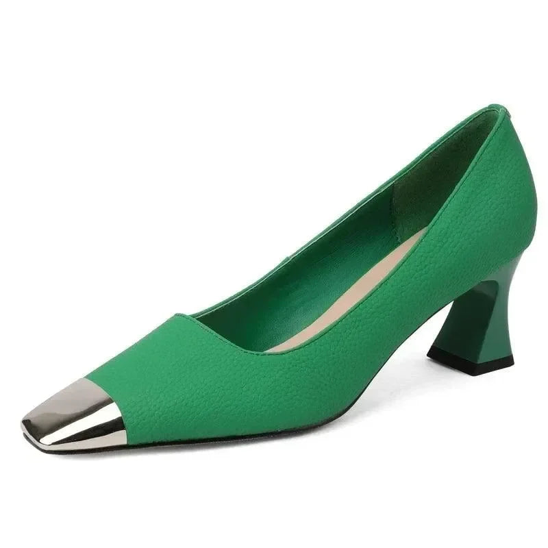 Ladies High Heel Leather Pumps Shoes -Guocali