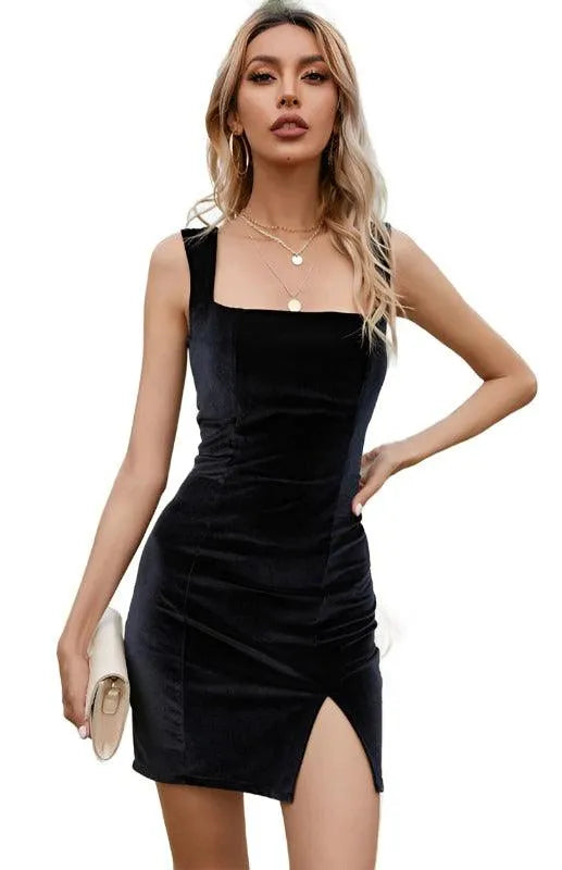 Ladies Square Neck Hip Dress