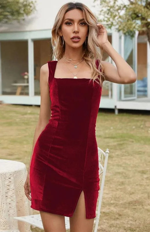 Ladies Square Neck Hip Dress