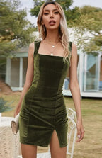 Ladies Square Neck Hip Dress