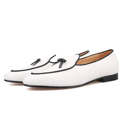 Leather Bow Tie Men Loafers - Men Shoes -Guocali