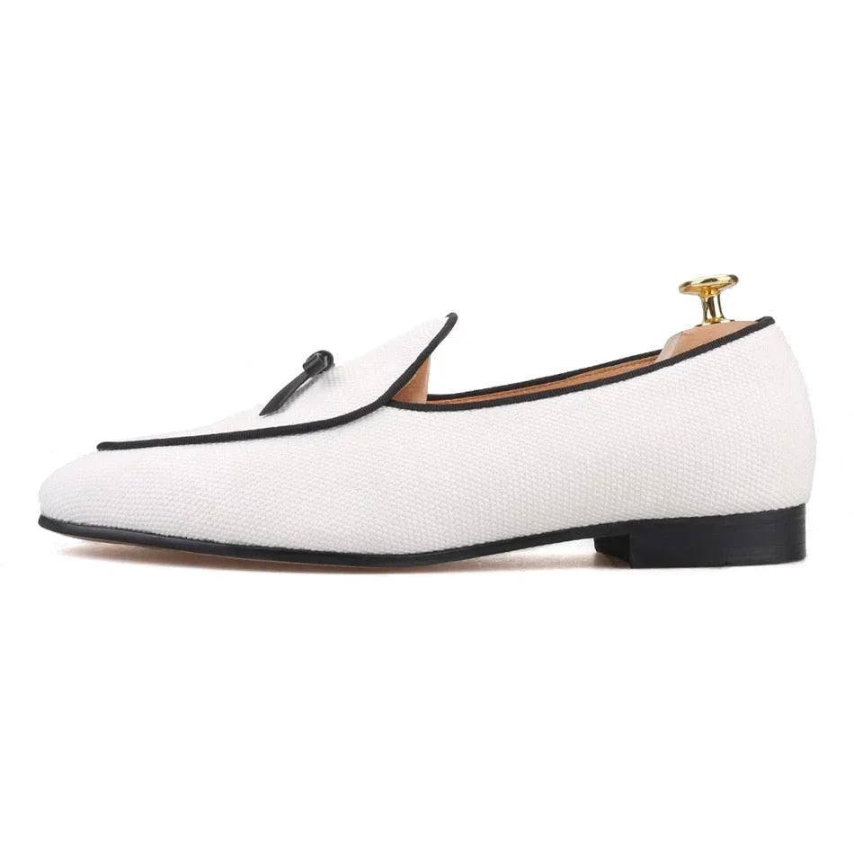 Leather Bow Tie Men Loafers - Men Shoes -Guocali