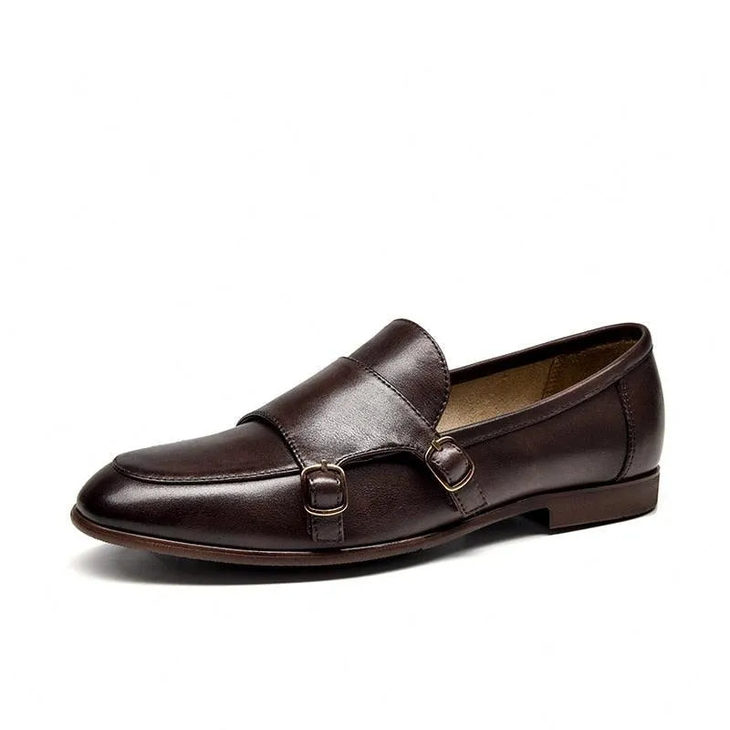 Leather Monk Strap Women Loafers -Guocali