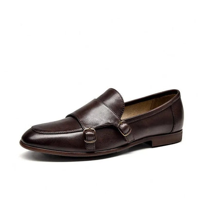 Leather Monk Strap Women Loafers -Guocali