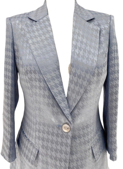 Light Blue Plaid Pant Suit, Thin Women Trouser Suit -Guocali
