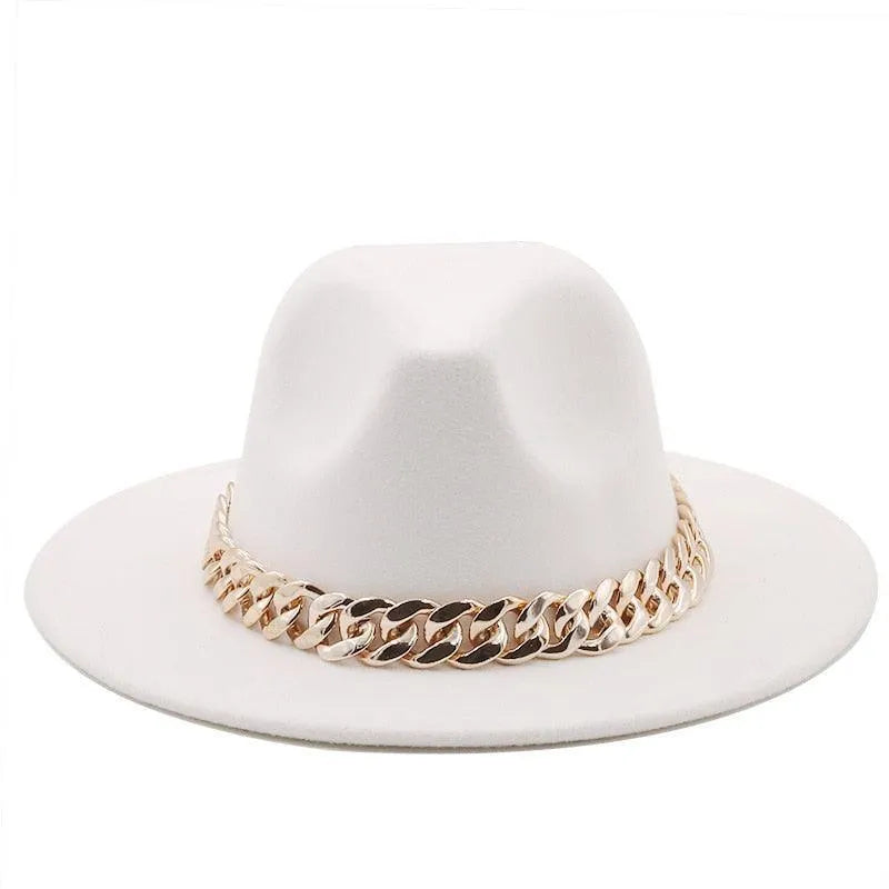 Luxury Fedora Hat And Oversized Chain Handbag -Guocali