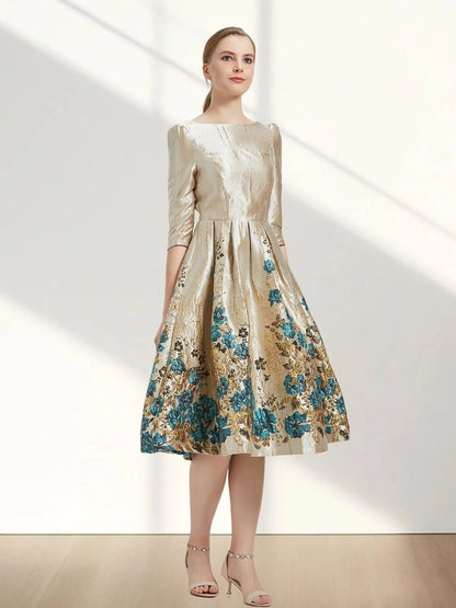 Luxury Floral Jacquard Evening Dress -Guocali